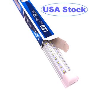 8FT Linkable Shop Lights, 100W 12000LM V-Shape T8 LED Tube Fixation Double Rangées, Lentille Claire 6000K Lampe Fluorescente Remplacement Garage Atelier oemled