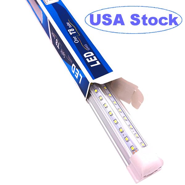 8FT Linkable Shop Lights, 100W 12000LM V-Shape T8 LED Tube Luminaire Double Rangées, Lentille Claire 6000K Lampe Fluorescente Remplacement Garage Atelier Usalight