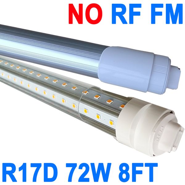 Tube lumineux LED R17D de 2,4 m, ampoules LED F96t12 HO de 2,4 m, lampe d'atelier LED de 2,4 m pour remplacer les ampoules fluorescentes T8 T12, entrée 100-277 V, blanc froid 6000 K, lentille transparente Crestech