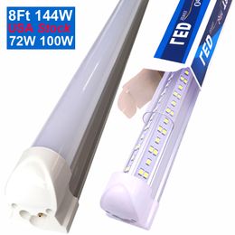 8ft winkel verlichtingsarmatuur T8 LED -buizen Lichten koud wit 6500K v vorm Clear Cover Hight output winkels Lichten voor garages 72W 7200Lumens Crestech