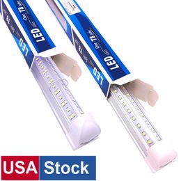 8Ft T8 Led Tube Light 4ft 5ft 6ft V Forme Leds Refroidisseur Porte Tubes Éclairage Congélateur Double Rangée Boutique Lumières Intagrated Fixation pour Garage Entrepôt Atelier +USA STOCK