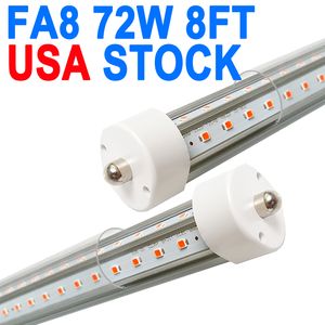 Tube lumineux LED T8 de 2,4 m 6 500 K pour garage, lumière du jour, blanc 72 W (remplace les tubes fluorescents de 300 W) à double extrémité, alimentation à broche unique, base FA8, plafond connectable crestech