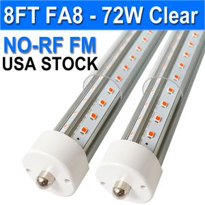 Tube LED T8 de 8 pieds 6500K pour garage, lumière du jour blanc 72W (remplace les tubes fluorescents de 300 watts) Alimentation à double extrémité à broche unique FA8 Base plafond connectable usastock