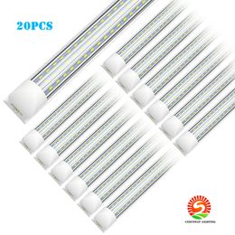 8ft T8 LED -buizen Licht 4ft 5ft 6ft 8ft 120W V -vormige LED -koeler deurbuizen verlichting vriezer 3 rij winkellichten armatuur, garage shops vliegtuig hangar huis