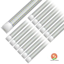 Tubos de luz LED T8 de 8 pies 4 pies 5 pies 6 pies 8 pies 120 W Tubos de puerta de refrigerador LED en forma de V Iluminación Congelador Accesorio de iluminación de tienda de 3 filas para garaje, tiendas, almacén, conectable