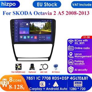 Autoradio Android 8G 128G AI Voice 2 Din pour Skoda Octavia A5 2008-2013 Autoradio multimédia GPS Navigation Carplay DVD 2din RDS