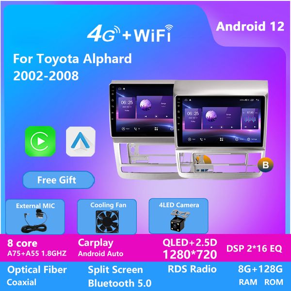 8G 128G voiture Auto Radio DSP android AUTO GPS système 8core voiture lecteur multimédia cadre pour toyota Alphard 2002-2008 Android lecteur radio vidéo