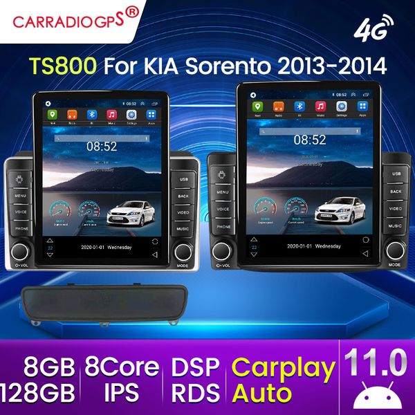 8G 128G Car dvd Radio Estéreo para Kia Sorento 2013-2014 2din Autoradio Navegación GPS Reproductor de video multimedia DVD Carplay Auto 4G DSP