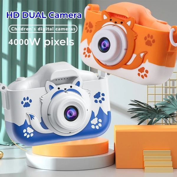 8G16G32G Niños HD Cámara digital de dibujos animados dual Lindo pequeño DSLR Mini juguete Niños Bebé Regalos de cumpleaños Juguetes al aire libre 240319