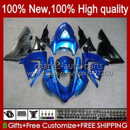 Body Kit OEM voor Kawasaki Ninja ZX1000C ZX 10 R 1000 CC ZX1000 04-05 Carrosserie 9NO.8 ZX 10R 1000CC ZX10R 04 05 ZX-10R ZX1000CC 2004 2005 Motorfiets Verkouding Glanzend Blauw