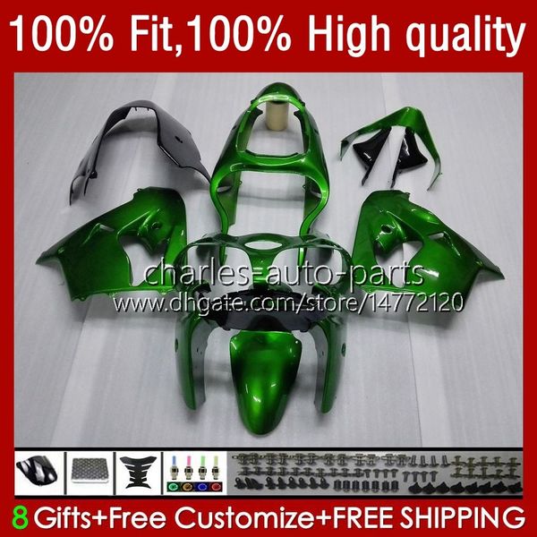 Molde de inyección Cuerpo para KAWASAKI NINJA ZX 9R 900 CC ZX9 9 R ZX9R 00 01 02 03 Carrocería 25No.5 ZX900 ZX-9R 2000 2001 2002 2003 ZX-900 900CC 98-03 Kit de carenado OEM metal verde