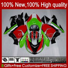 OEM carrosserie voor Kawasaki Ninja ZX1000 ZX10R ZX1000CC 06-07 Moto Body 14No.21 ZX 10R 10 R 1000 CC 1000CC 2006 2007 ZX10R 06 07 ZX1000C 2006-2007 Stroomlijnkappen groen rood