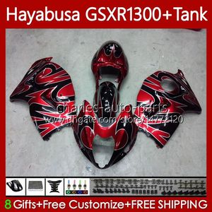 1300CC Hayabusa Pour SUZUKI GSX-R1300 GSXR-1300 noir GSXR 1300 CC 74No.127 GSXR1300 1996 1997 1998 1999 2000 2001 GSX R1300 2002 2003 2004 2005 2006 200 7 Carénage rouge flammes