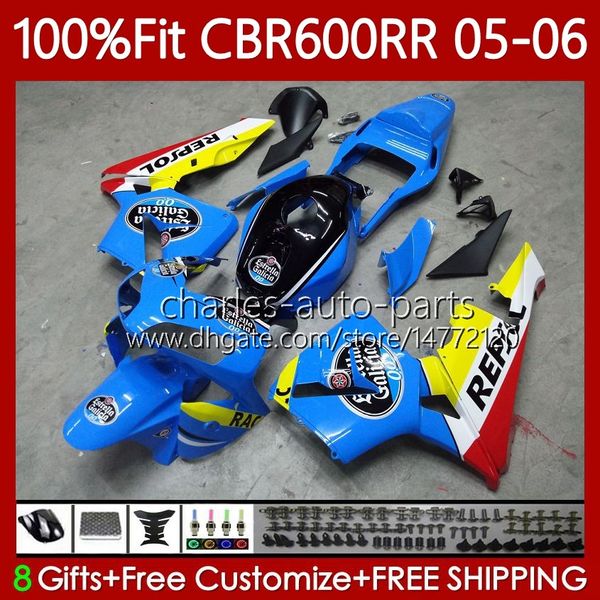 Carenados de molde de inyección para HONDA CBR 600RR 600F5 600CC 2005-2006 Cuerpo 72No.25 CBR600 CBR 600 CC F5 RR F 5 2005 2006 CBR600F5 CBR600RR 05 06 OEM Carrocería Repsol azul