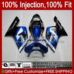 Injectie Mold Kit voor Kawasaki Ninja ZX-636 ZX600 ZX 6R 6 R 600 CC 03-04 Body 8NO.43 ZX 636 600CC ZX6R 03 04 ZX600C ZX636 ZX-6R 2003 2004 Kuiken OEM Carrosserie Stock Blauwe