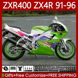 Body Kit voor Kawasaki Ninja ZXR 400 CC ZX-4R ZXR400 91 92 93 94 95 96 Cowling 92HC.0 ZX4R 400CC ZX 4R ZXR-400 1991 1992 1993 1994 1995 1996 ABS Full Backings Factory Green