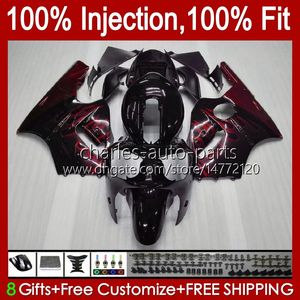 Corps OEM d'injection pour KAWASAKI NINJA ZX 1200 CC 12 R ZX1200C ZX12R 00 01 Carrosserie 2No.4 ZX 1200 12R 1200CC ZX-12R 2000 2001 ZX1200 C 00-01 100% Fit Carénage flammes rouges stock