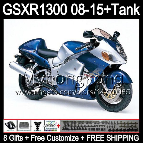 8 regalos para SUZUKI Hayabusa GSXR1300 08 15 GSXR-1300 azul brillante 14MY157 GSXR 1300 GSX R1300 08 09 10 11 12 13 14 15 Carenado azul plateado