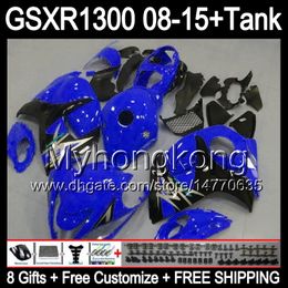 8gifts Pour SUZUKI Hayabusa GSXR1300 2008 2009 2010 2011 14MY98 bleu brillant GSXR-1300 GSX R1300 GSXR 1300 2012 2013 2014 2015 noir Carénage