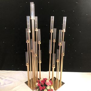 8 cabezas/12 cabezas) Decoración de bodas de nuevo estilo Metal Metal Tall Gold Scáneros para centros de mesa de iglesias senyu0017