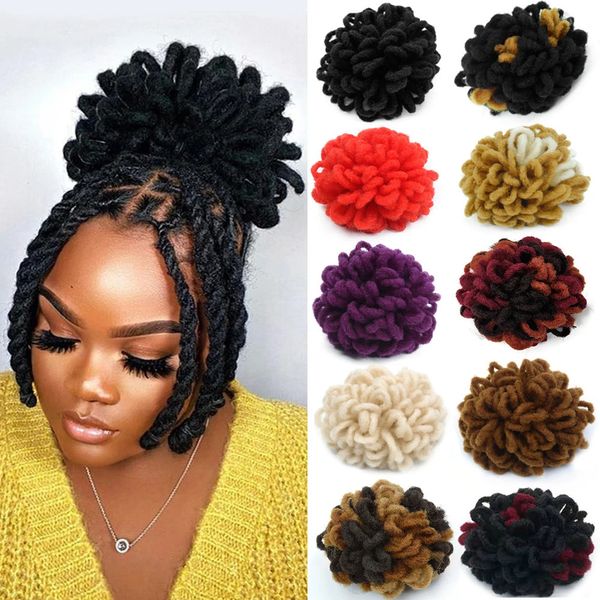 8 pouces Afro Curl Dreadlocks cordon cheveux bouffée queue de cheval synthétique Nu Locs cordon Chignon cheveux bouffée pince dans les cheveux 240119