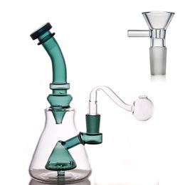 Bongs à bécher en verre de 8 pouces Base de bouée de sauvetage Tornado Bongs à percolateur à cyclone 14mm plate-forme pétrolière à joint dab avec tuyau de brûleur à mazout à bille de 30mm