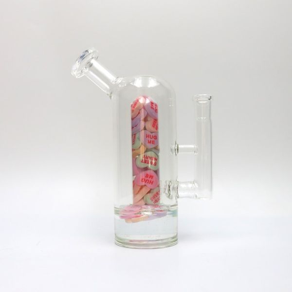 Bong en verre de 8 pouces, percolateur, narguilé, conduite d'eau en forme de cœur, beau joint femelle de 14mm avec bol