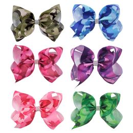 8 inch grote lint haarbogen print camouflage meisjes barrettes haaraccessoires voor vrouwen festival haar clip strass hoofdtooi