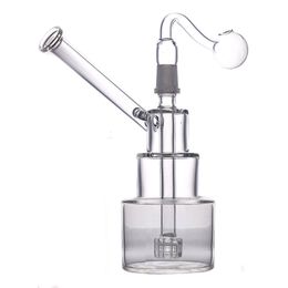 8 pouces avec tuyau de brûleur à mazout en verre Mini Dab Rigs Bang en verre épais Hitman Gâteau d'anniversaire Dab Oil Rig Recycler Conduites d'eau Banger Nail