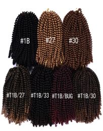 8Inches Crochet Traids Extensions de cheveux Spring synthétique Kanekalon Fibre en vrac Jamaïcain Bounced Boureding Hair2352758