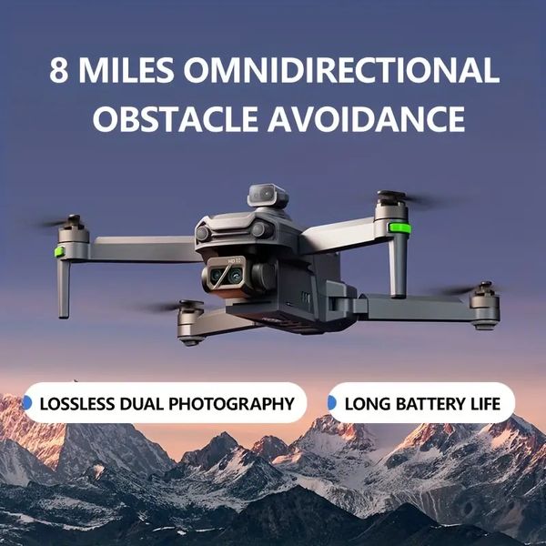 Drone à double caméra 8K avec évitement d'obstacles à 360 °, endurance de vol de 40 minutes, transmission à grande vitesse de 8 miles, lumière LED, coffret cadeau doré - Cadeau parfait pour les garçons et les filles !