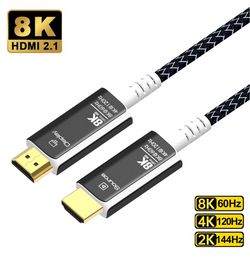 Câble d'alimentation en Fiber optique HDMI 2.1 8K, câble d'alimentation Compatible HDMI, 8K 60Hz 4K 120Hz 2K 165Hz 48Gbps eARC HDR HDCP pour ordinateur HDTV PS5, surveillance de projecteur