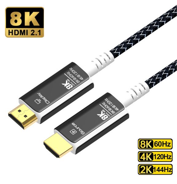 Câble d'alimentation en Fiber optique HDMI 2.1 8K, câble d'alimentation Compatible HDMI, 8K 60Hz 4K 120Hz 2K 165Hz 48Gbps eARC HDR HDCP pour ordinateur, surveillance de projecteur HDTV