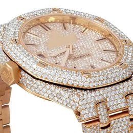 8K0V Topmerk Custom Dign Heren Vrouw Luxe Handset Iced Out Diamond Moissanite Horloge