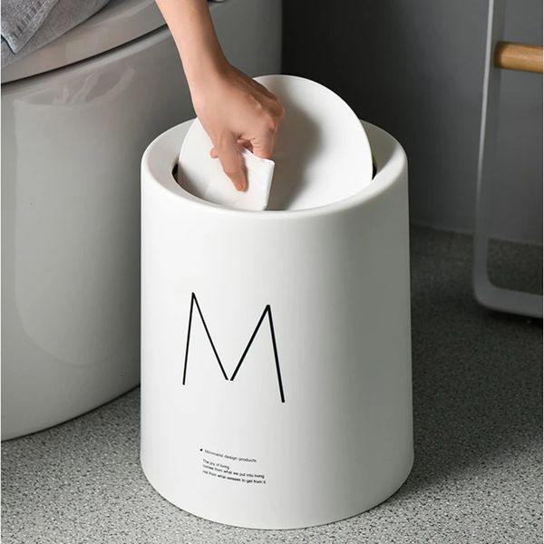 8L nordique Simple poubelle en plastique bureau salle de bains cuisine poubelle salon chambre poubelle déchets ménagers avec couvercle 240119