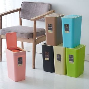 Organizador de papelera de 8L con tapa para sala de estar, cocina, inodoro, papelera, cesta de papel para baño, almacenamiento doméstico de plástico 211222