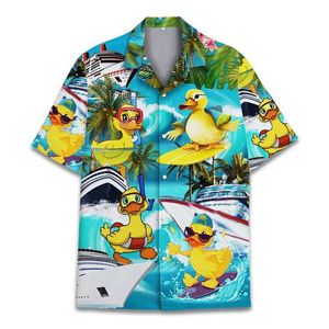 8 lb6 chemises décontractées masculines Nouvelles chiens de canard imprimé 3D pour hommes chemises hawaïennes surdimensionnées Tops d'été Aloha