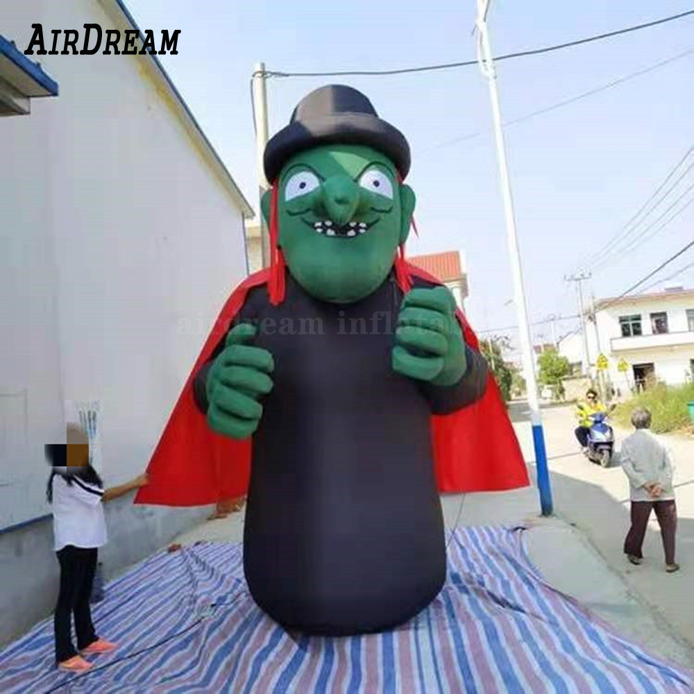 8m (26fth) Продажа Гигантская на открытом воздухе Хэллоуин Надувная ведьма зеленая анимированная модель мультфильмов