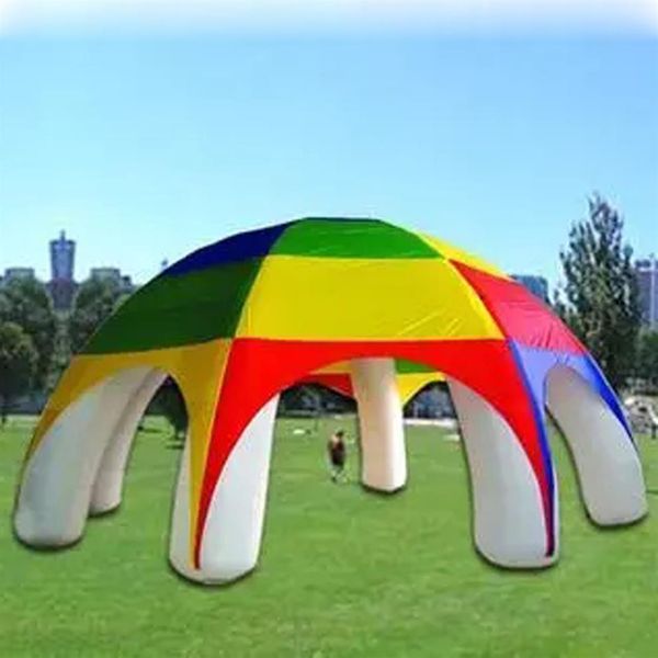 Carpa de cúpula de araña inflable gigante de color arcoíris airblow de 8 m con 6 haces, marquesina grande para césped al aire libre para event158n