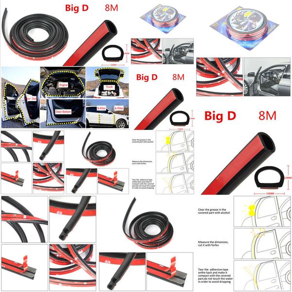 8 M grand D forme voiture porte fenêtre garniture bord moulage caoutchouc coupe-froid bande d'étanchéité pour éviter les rayures livraison gratuite