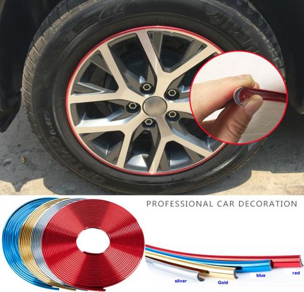 Autocollant de jante de roue de voiture de 8M, décoration de roue chromée, jantes de pneu automatique, bande plaquée de Protection, décoration de style automobile, accessoire extérieur 5332433