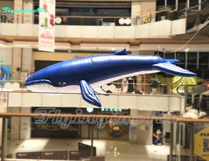 Gros poisson gonflable géant de 8m suspendu, gonflage de baleine bleue pour la décoration d'aquarium d'été