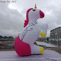 8m H Modelo de animales de figura de unicornio decorativo inflable personalizado al por mayor con ventilador gratuito para eventos o fiesta temática