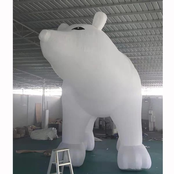 8 m de long (26 pieds) Extérieur grand Polar Polar Blanc Cartoons Bourses Animal Modèle Replique de publicité Produit avec soufflant pour décoration de Noël