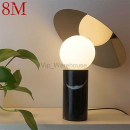 Lámpara de mesa de oficina moderna de 8M, diseño creativo, lámpara de escritorio de mármol Simple, LED decorativa para vestíbulo, sala de estar, dormitorio HKD230807