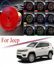 8m multicolors auto wiel hub rim trim voor jeep cherokee kompas Wrangler rand protector ring banden strip guard rubberstickers9110281