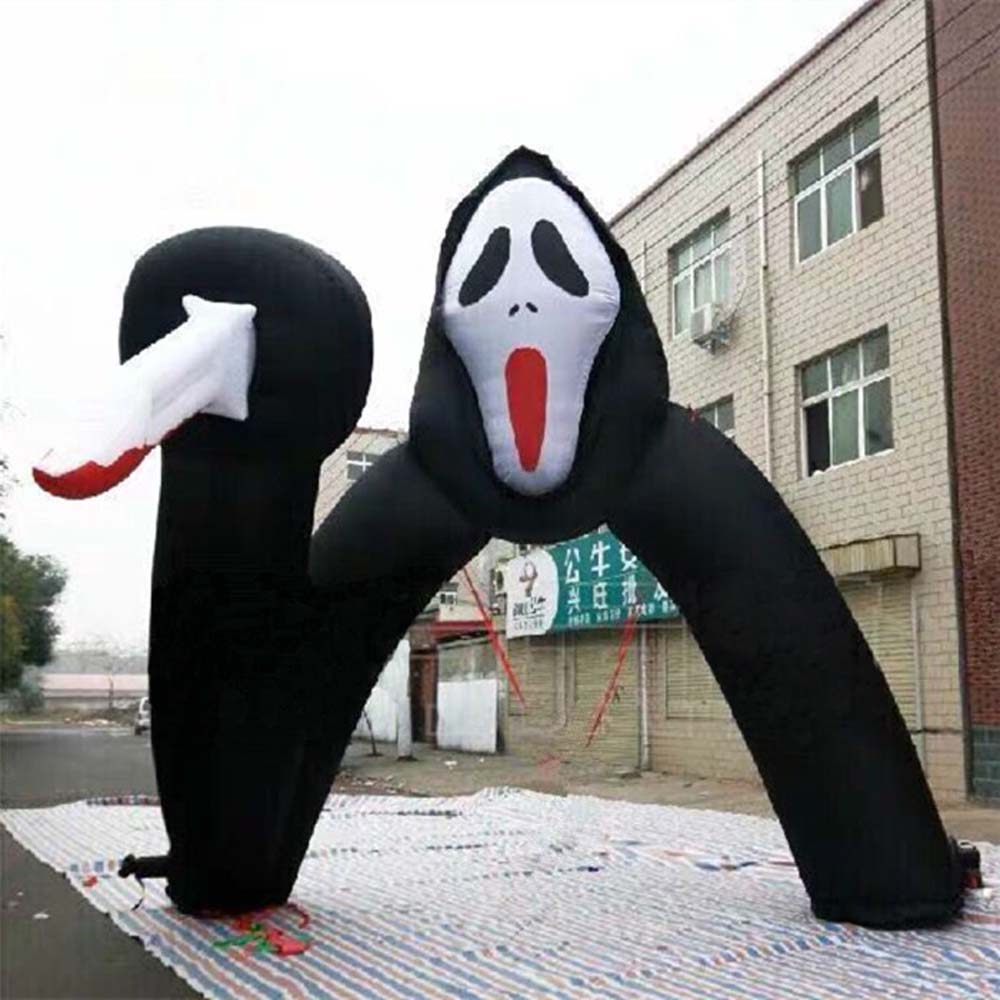 Customized Giant Black Blasable Ghost Bogen für Halloween Decoration Archway 8m Breite (26 Fuß)