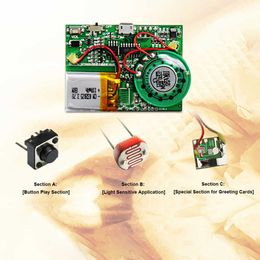 Module de son de carte PCB enregistrable MP3 de 8 mo téléchargeable par USB pour les cartes de voeux bouton-poussoir/contrôle de la lumière/commutateur Reed