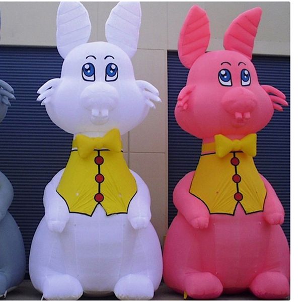 Lapin de pâques gonflable géant blanc et rose, 8mH, 26,2 pieds, vente en gros, extérieur, avec lumière LED, pour la décoration publicitaire