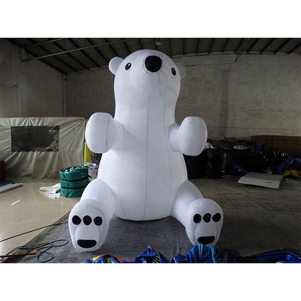 8mh (26 pieds) avec un ventilateur annonçant un grand ballon d'animal de l'ours polaire gonflable blanc gonflable blanc pour décoration de Noël